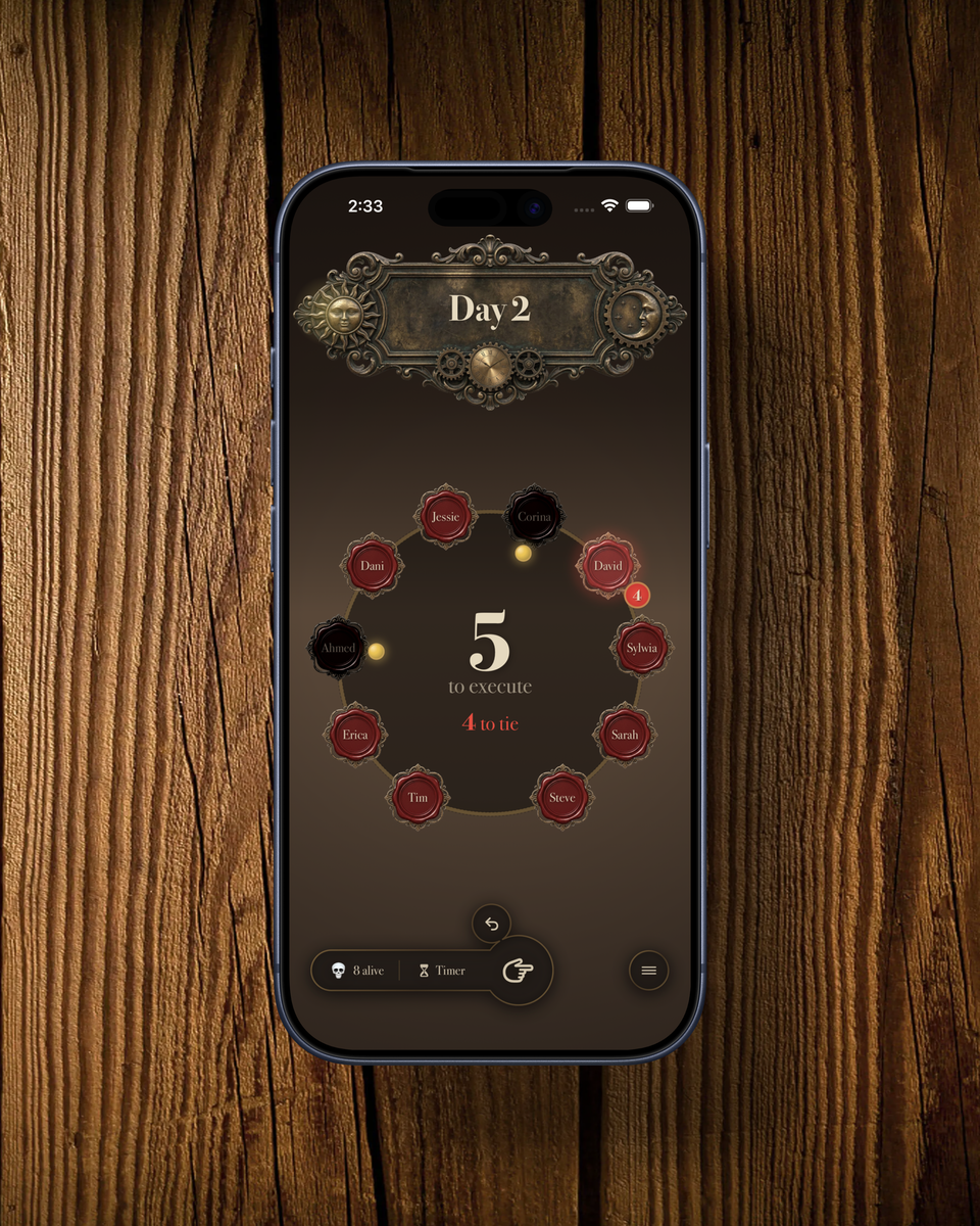 Blocktower app on a Storyteller's table